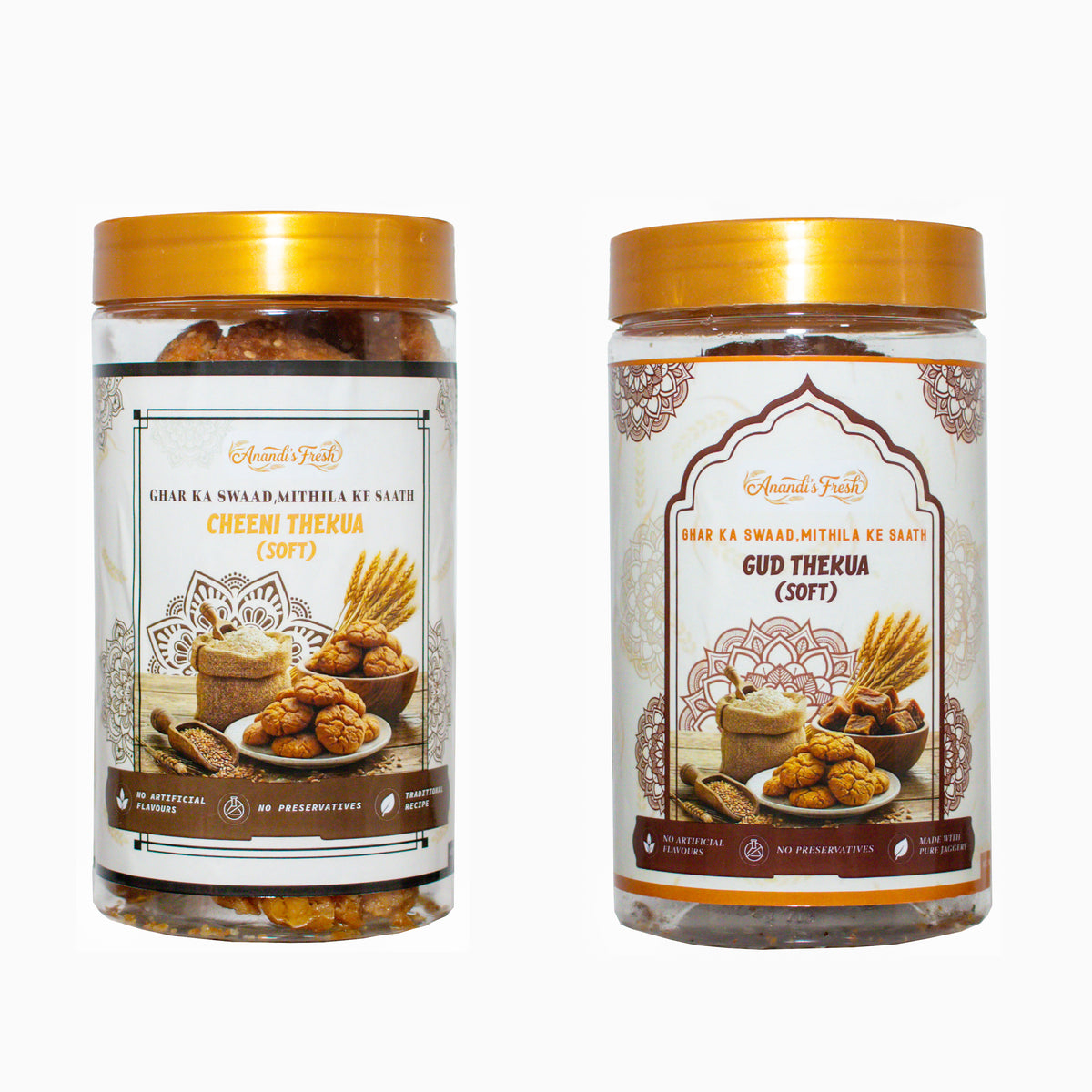 Anandi's Fresh Gud Thekua & Chinni Thekua - (400 g each - Combo )