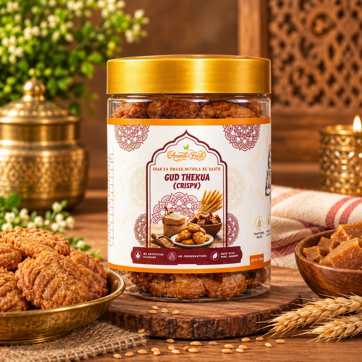 Anandi's Fresh Gud Thekua (Aata & Jaggery)