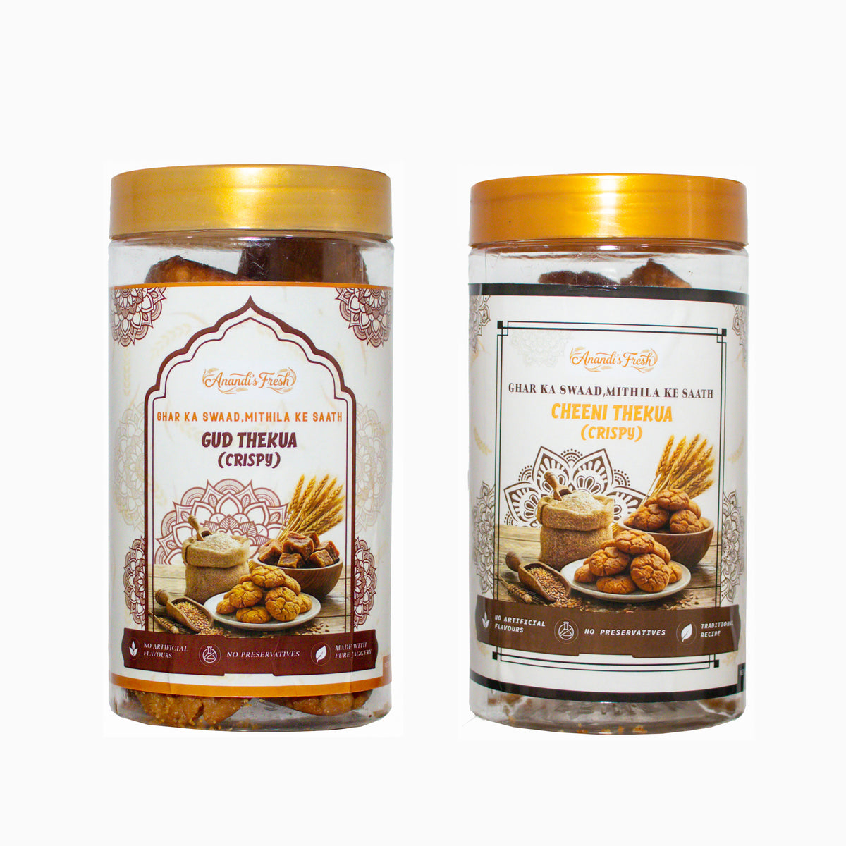 Anandi's Fresh Gud Thekua & Chinni Thekua - (400 g each - Combo )