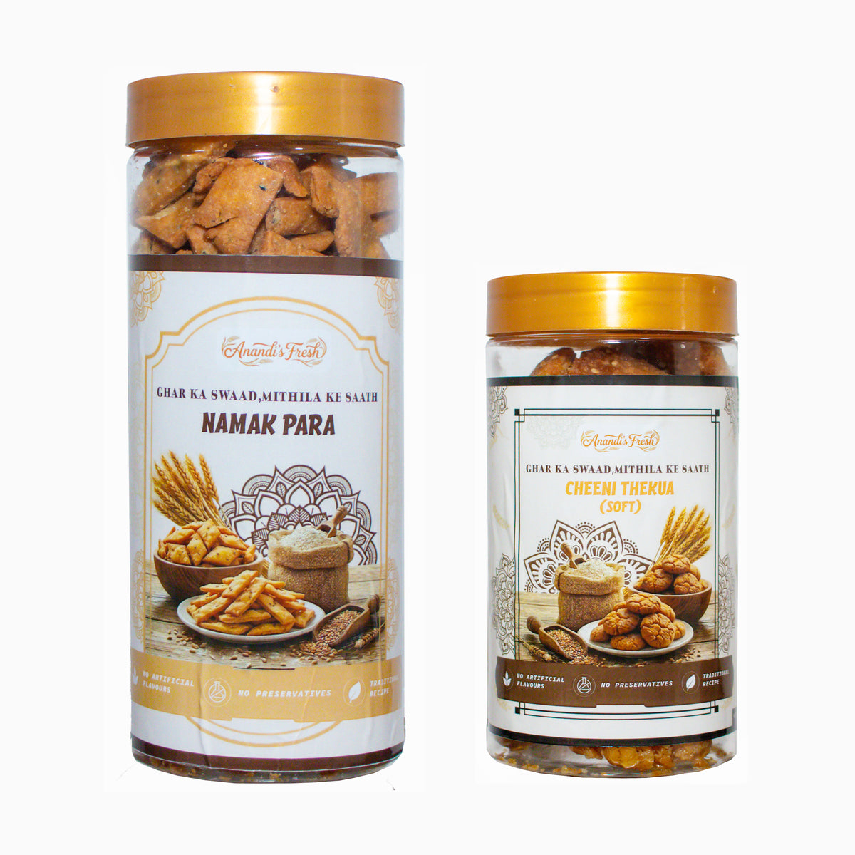 Anandi's Fresh Namak Para & Cheeni Thekua Aata - ( 400g each - Combo )